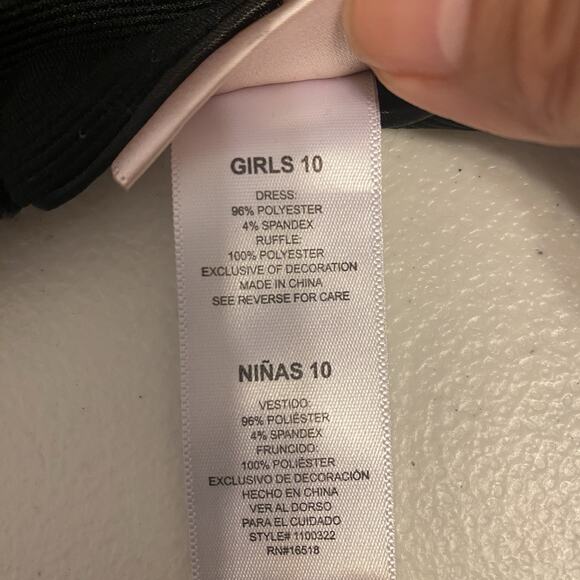 Jennie & Me Girl 10 Holiday Festive Party Dress Black Ruffle Bow Flower Slevless - Picture 4 of 8